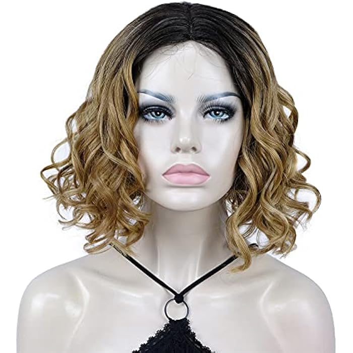DILLARDS Aimole Women's Wavy Wigs Middel Part Lace Wig Heat Resistant Black Golden Synthetic Hair (Tt6-2724) - Image 4